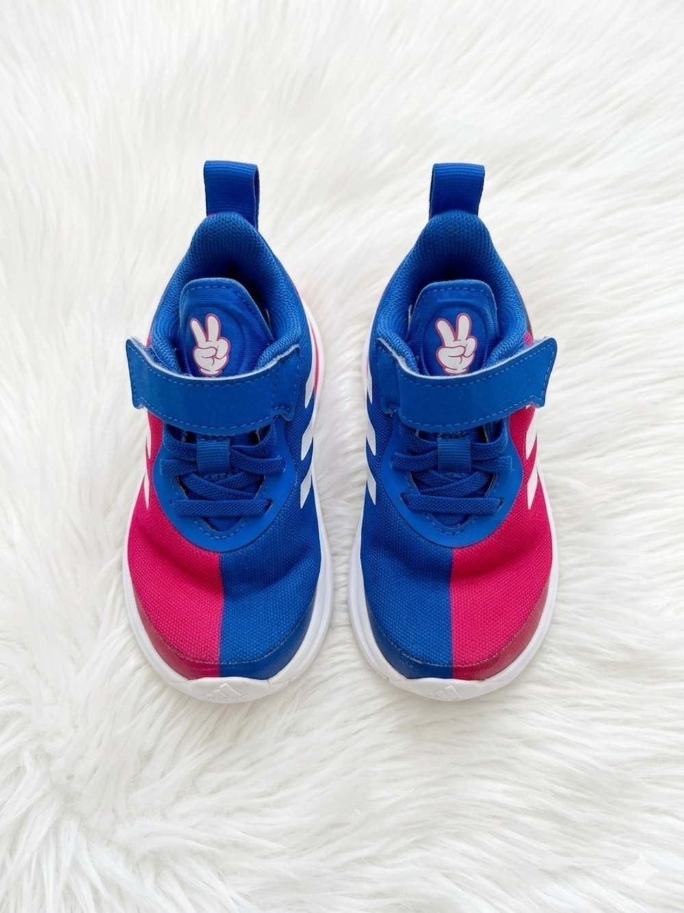 Adidas x Disney Mickey Mouse Toddler Sneakers Size 5.5 Pink Blue Hook & Loop - Picture 3 of 5